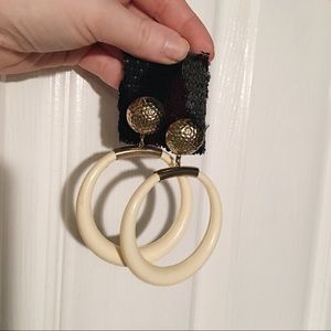 Vintage Drop Hoop Earrings with Brass Posts